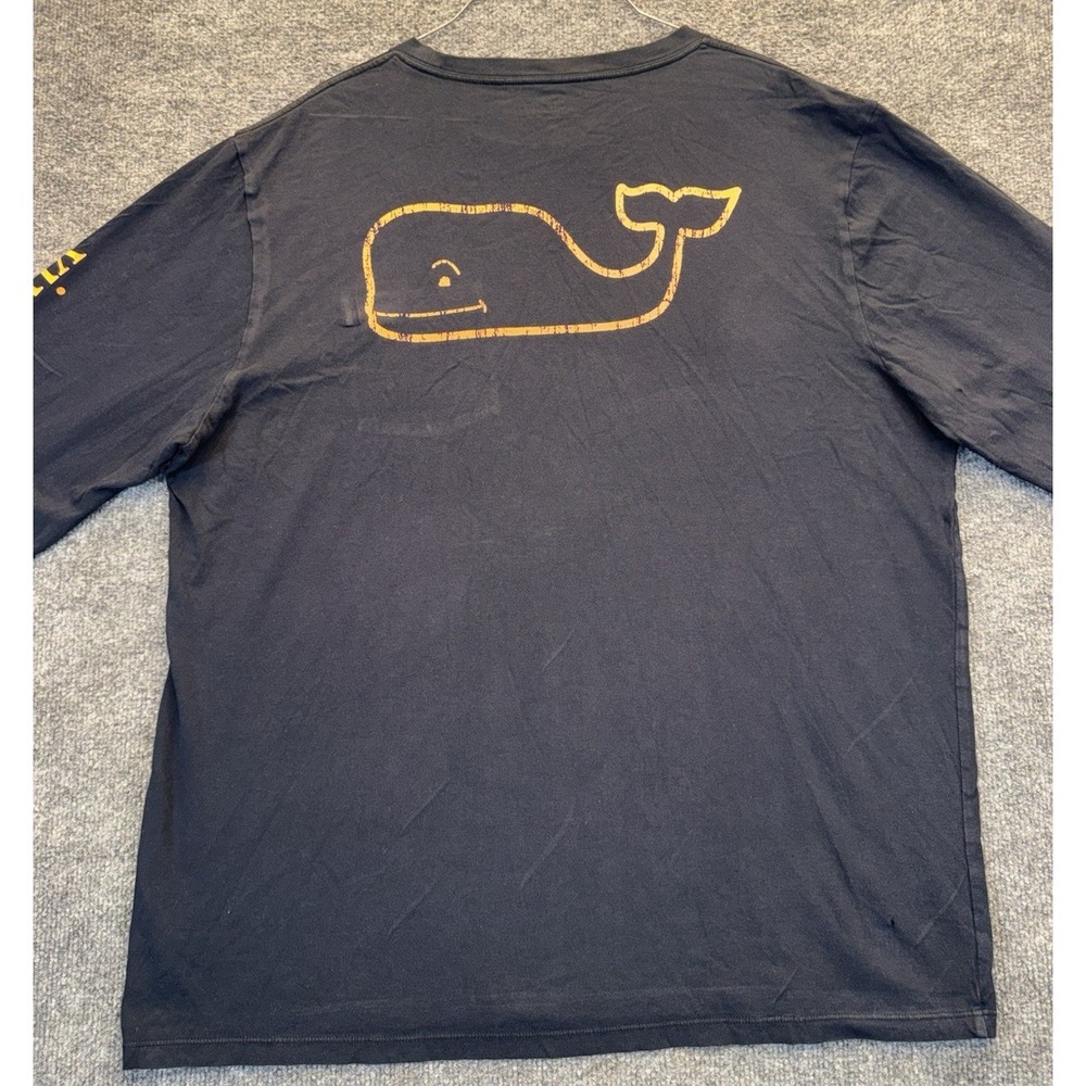 Vineyard Vines Men's XL Navy Long Sleeve Pocket T-Shirt Whale Logo Graphic - Picture 4 of 10
